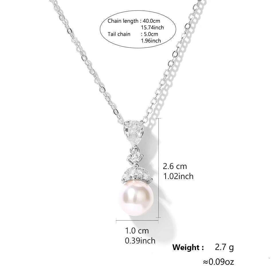 ZAKOL Elegant Clear Zircon Imitation Pearl Earring Necklaces For Women Minimalist Versatile Bridal Wedding Jewelry Set
