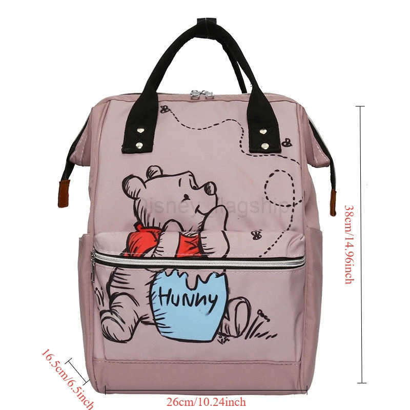 Disney Cute Travel Mommy Bag Waterproof Baby Diaper Bag Cartoon Print Large Capacity Outdoor Baby Bottle BackpackXJ250515