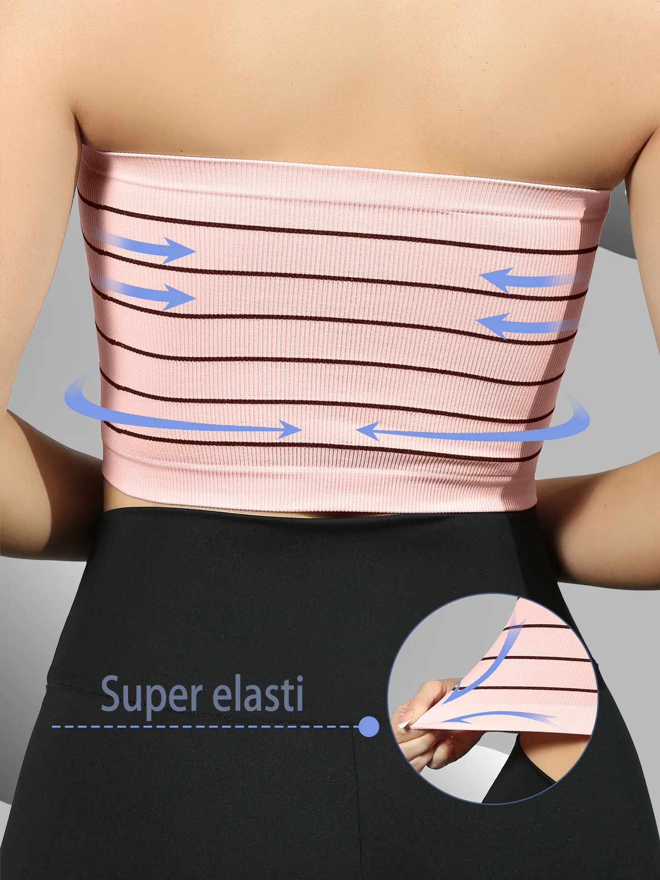 Striped Print Tube Tops Elegant Sleeveless Strapless Slim Womens Clothing 250515