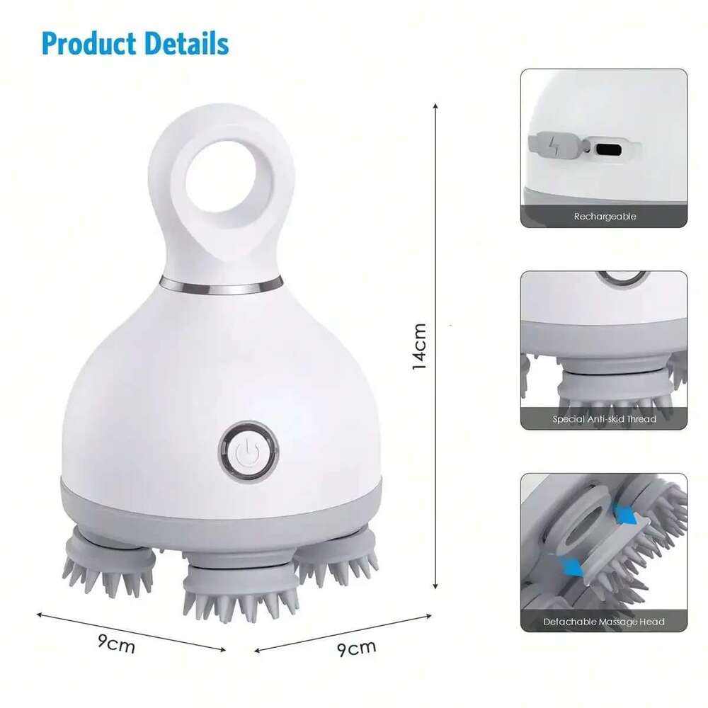 Electric Massager,With Kneading Massage Nodes, Used For Pressure Relaxation And Deep Cleaning Of The Scalp