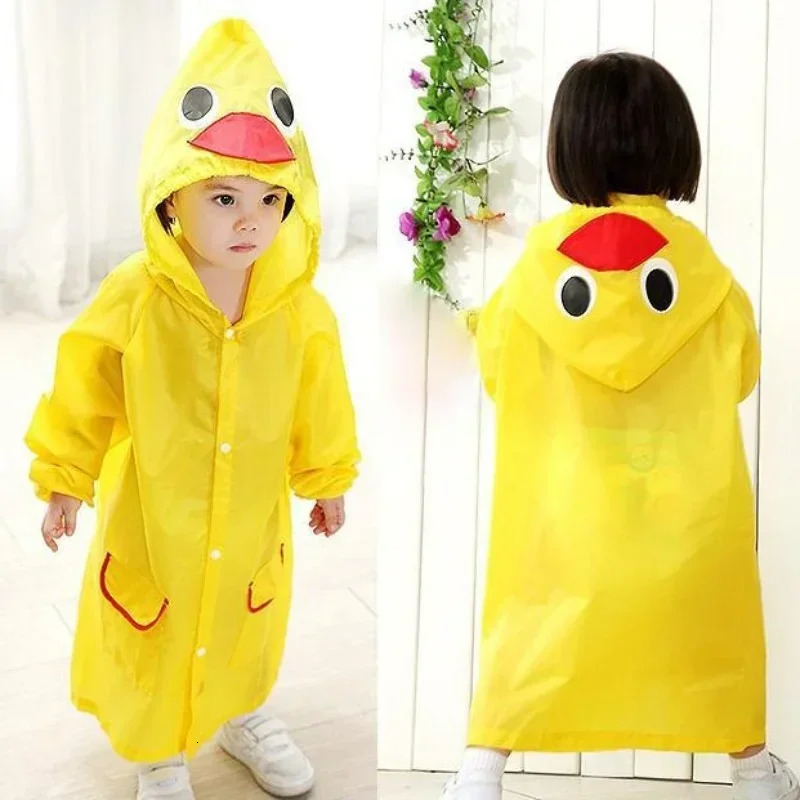 Cute Kids Raincoat Waterproof Children Duck Frog Rain Poncho Rain Coat Jacket With Backpack Position Student Rainwear 250515