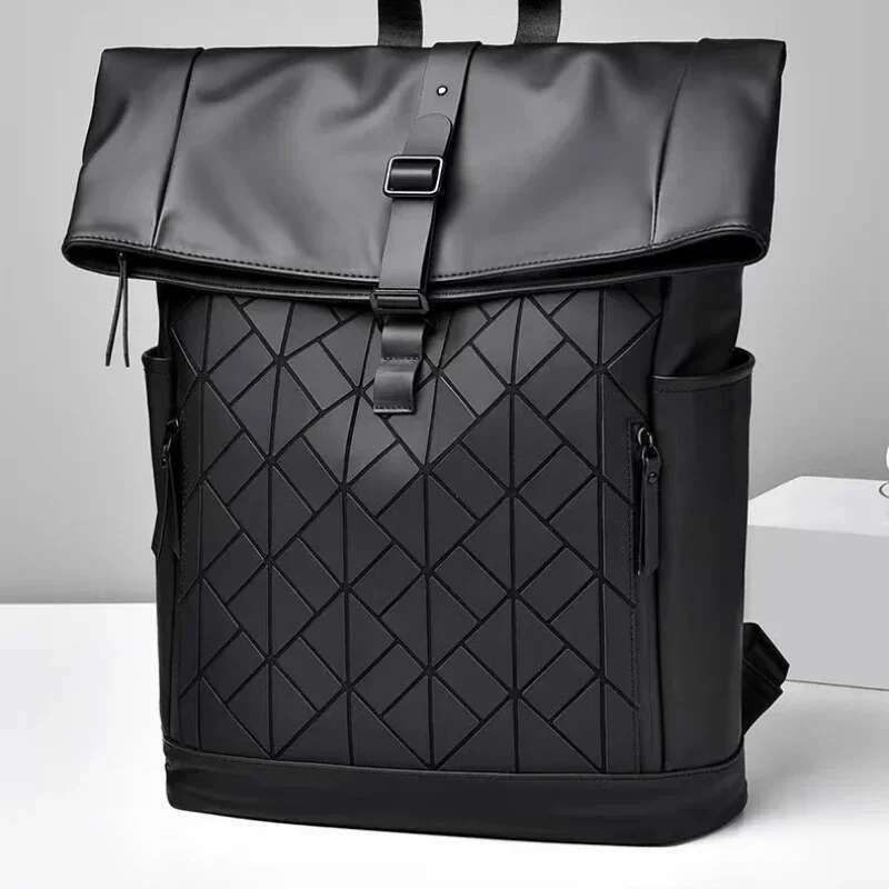 Large Capacity Reflective Dia Lattice Bag Waterproof PU Leather Travel Backpack Locomotive Travel New In Motorcycle
