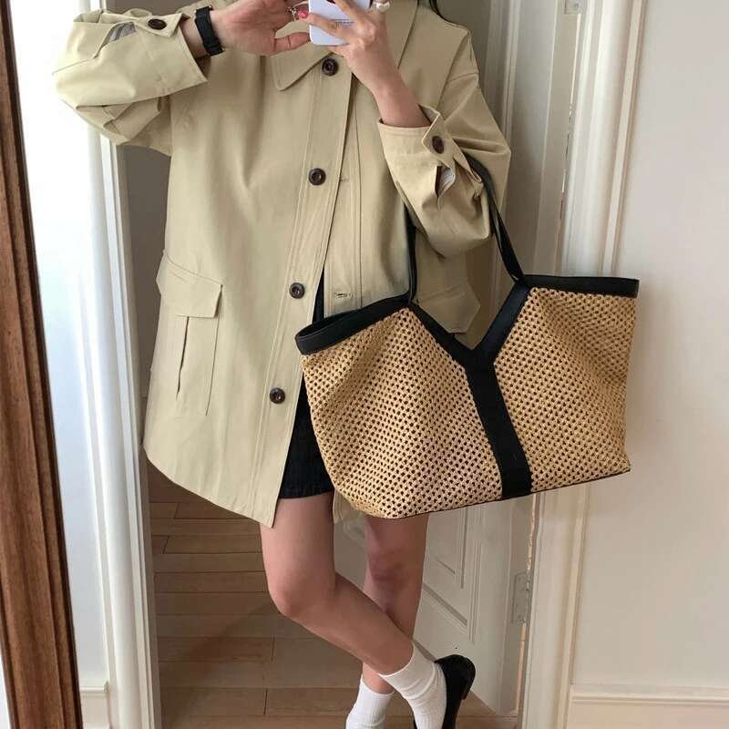 Y Design Woven Tote New Stylish Spacious Beach For Women Large Capacity Brand Shoulder Hand Holiday Shopping Bag