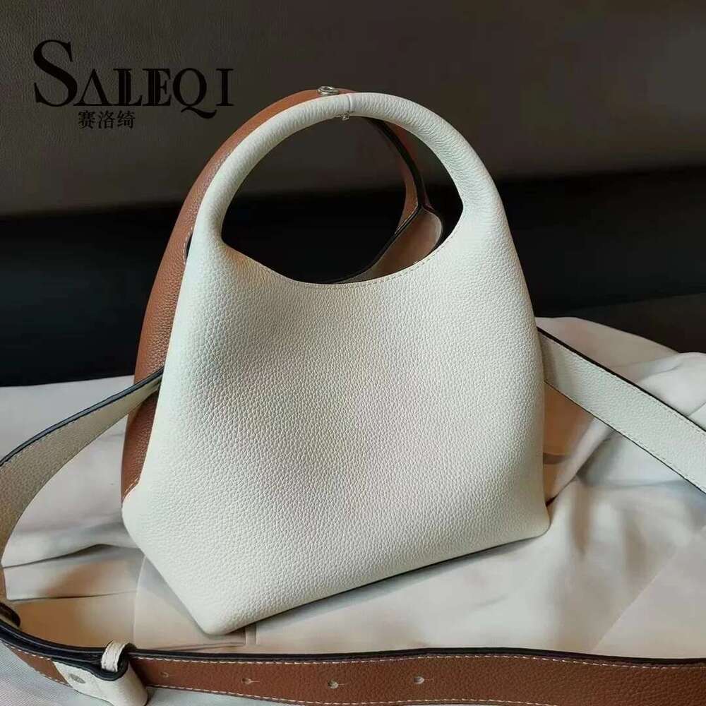 TOGO Cowhide Bucket With Niche Design Color Blocking Designer Single Shoulder Diagonal Cross Women's Tote Bag