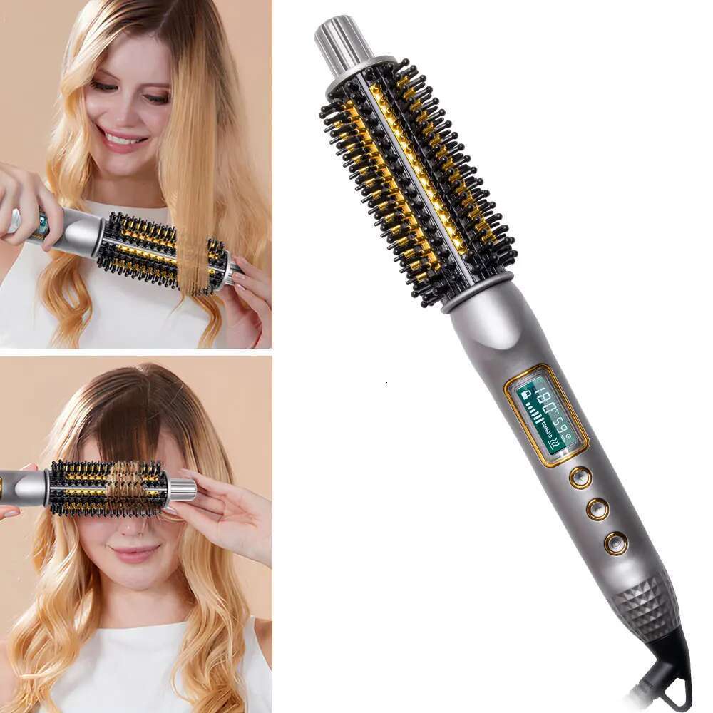 32mm Curling Ceramic Ionic Curler Straightener Anti-Scald Volumizing Hair Iron Heated Brush Electric Hot Comb