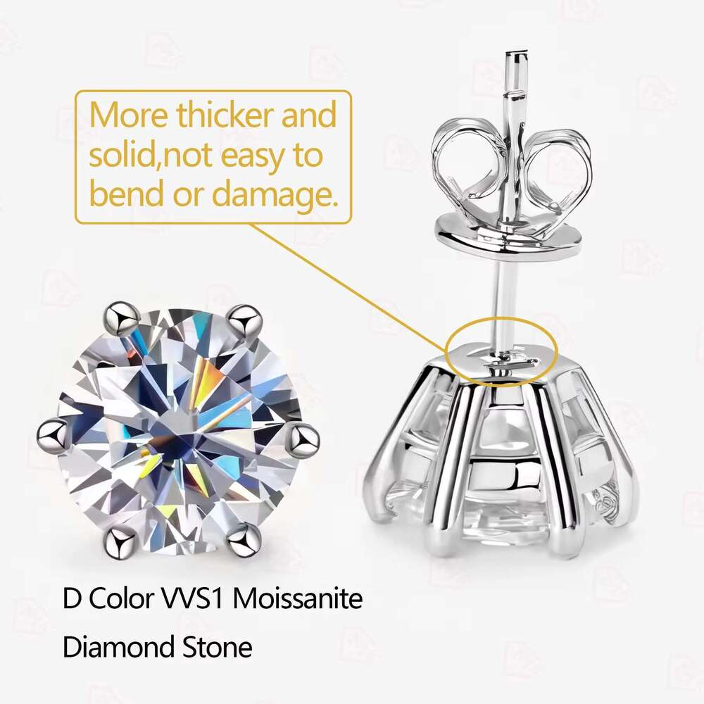 Luxurious 10k Screw Back Earrings, Iced Vvs Mosangshi Men's Gold Earrings