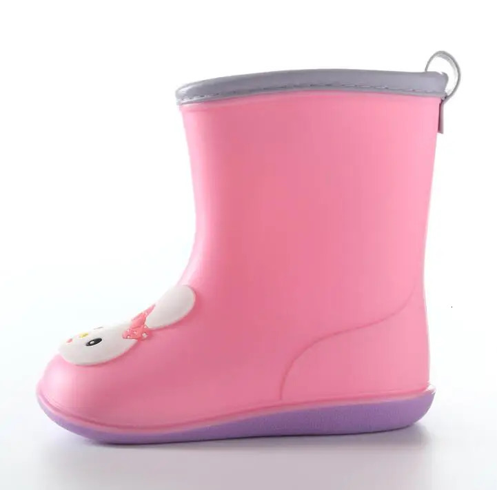 Wide Round Toe Classic Children Rainboots Baby PVC Rubber Waterproof Kids Water Shoes Lovely Cartoon Rain Boots Platform 250515