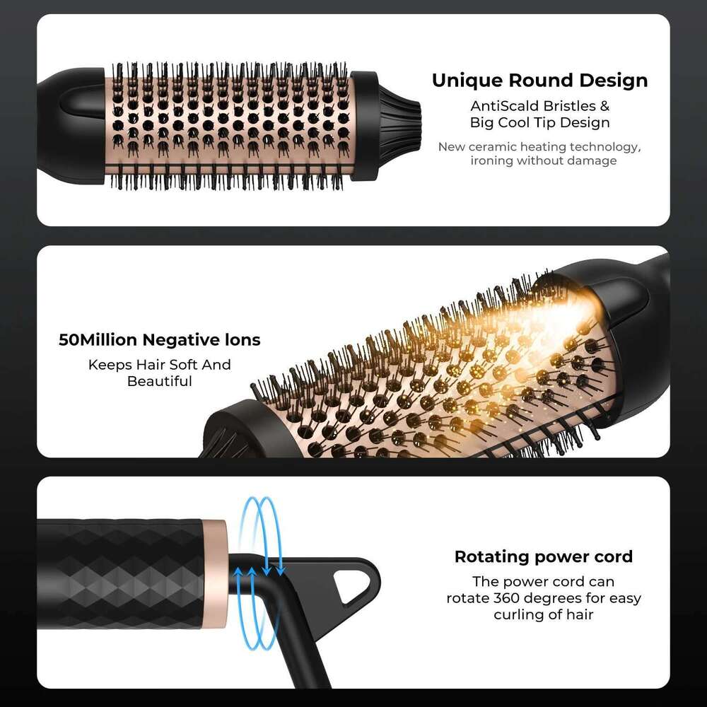 3IN1 Curling Iron Double PTC Heated Hair Straightening Comb 32/38mm Thermal Volumizing Hot Brush Ceramic Ionic Curler