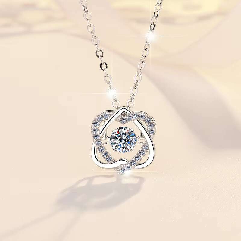 Jewelry Elegant Design 0.5Ct S Pure Sier VVs1 Sandstone Heart shaped Pendant Necklace Exquisite Women's Gift