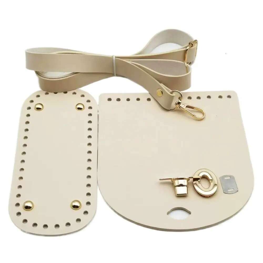 Solid Color 3Pcs/Set Shoulder Bottom PU Handmade Accessories DIY Replacement Leather Bag Strap