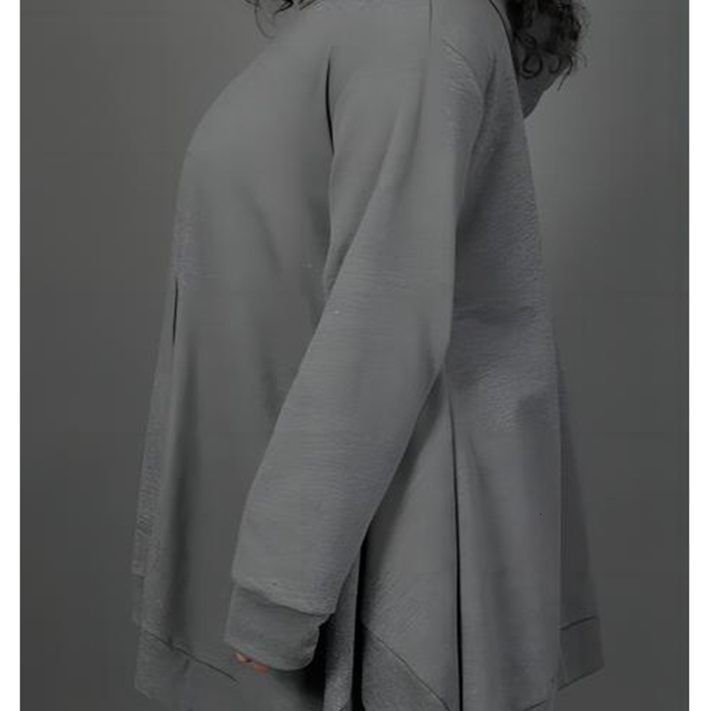 Womens plus size hoodie long sleeved asymmetrical hem casual minimalist loose Harajuku autumn spring zipper sweatshirt w250506