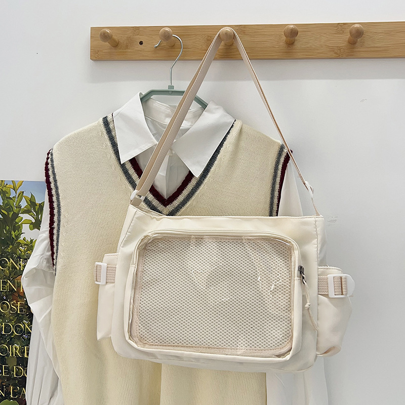 Free Delivery Designer Bag Ins Transparent 2025 Makeup Class Large Capacity College Student Girl Versatile Crossbody Cute Mailman Luxury Bag