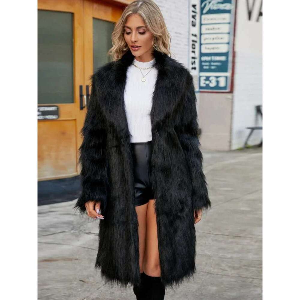 Women's Warm Faux Fox Fur Coat Winter Jackets Leisure Long Jacket Windbreaker Women Thick Fluffy Bontjas Outerwear