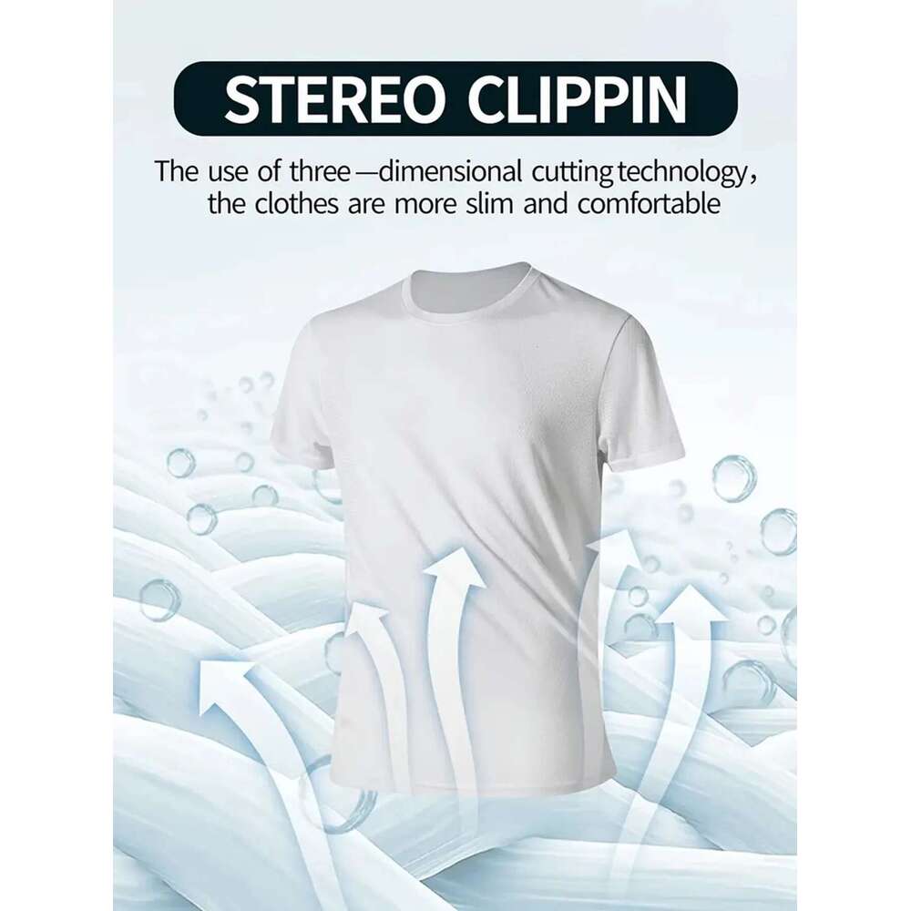 Round Neck T-Shirt 7-Piece White Ultra-Light Men's Quick-Drying Breathable Sweat-Absorbent Shirt Suitable for Fiess Gym and Ru