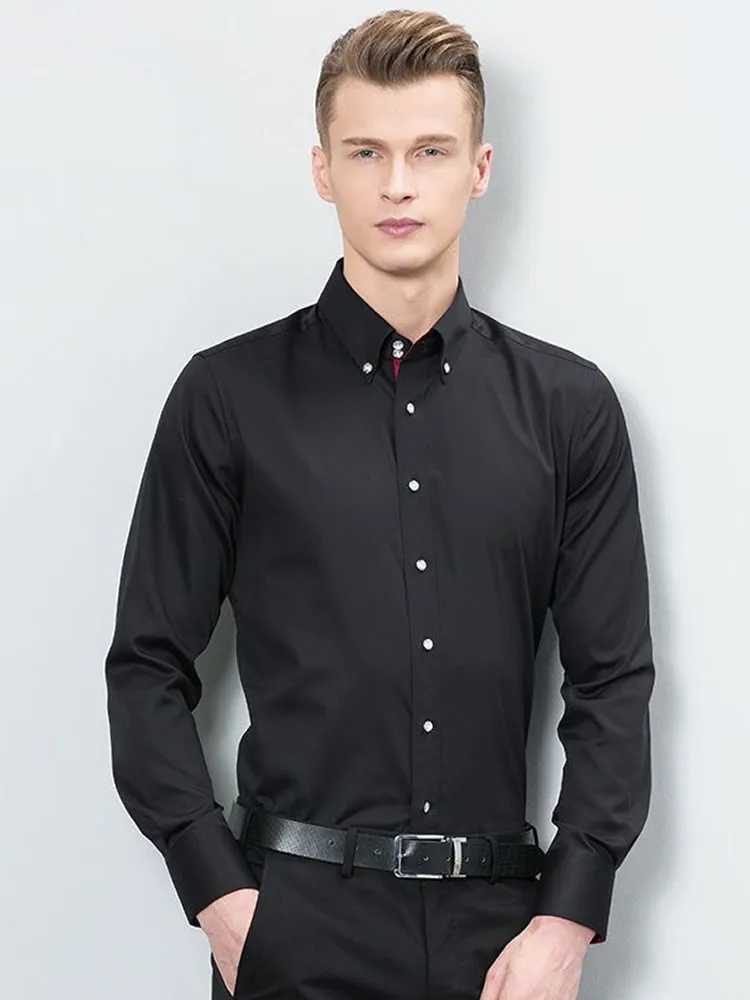 Mens Collared Shirt Long Sleeve Fashion Korean Button-down Casual Shirts Formal Business Dress Shirts Slim Fit Designer Shirts Z250515