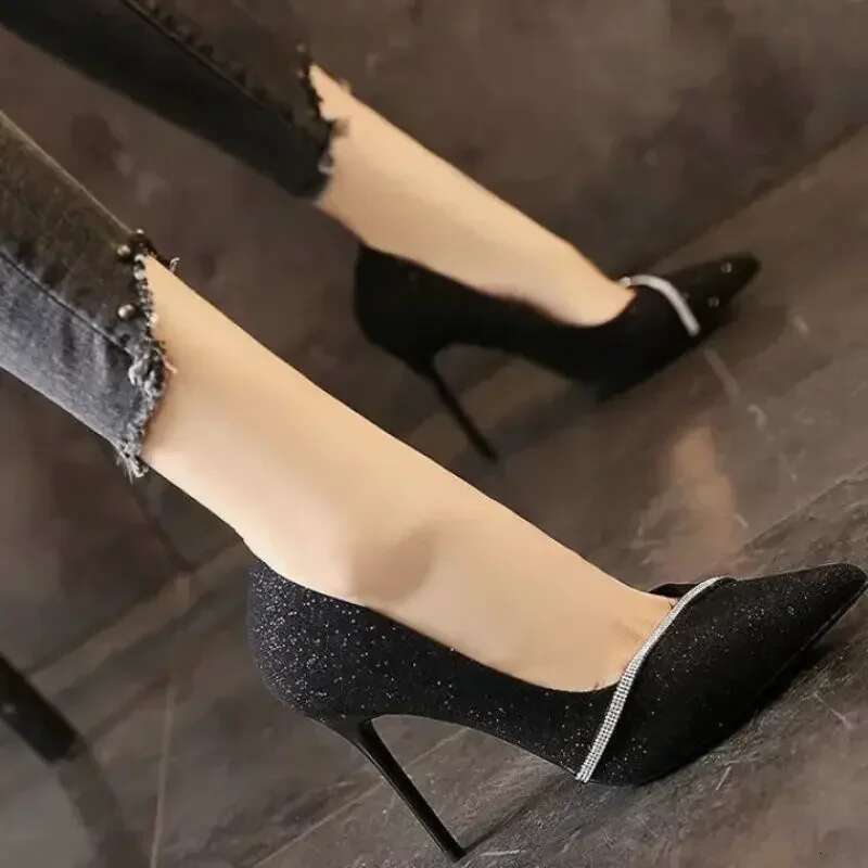 Ladies 2024 Fashion Basic Women's High Sexy Party Pumps Women Crystal Slip-on Spike Thin Heels Female Shoes Zapatos