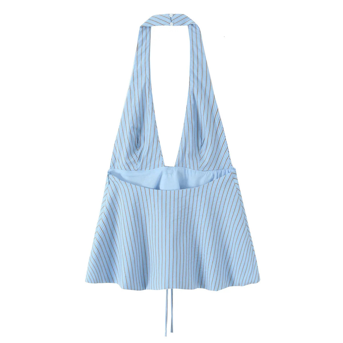 Zevity Women Chic Deep V Neck Bow n Sleeveless Halter Camis Tank Lady Summer Backless Slim Zipper Shirt Blouse Tops LS9165 250515