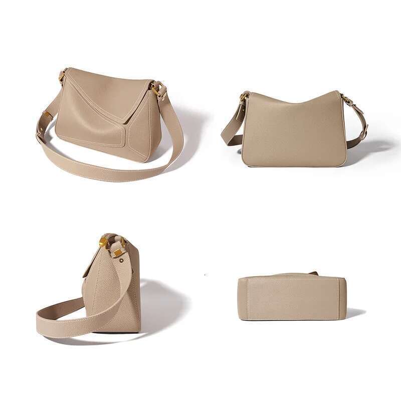 Women's Genuine Leather Geometric Tote 2024 Autumn Lady Underarm Shoulder Bag Female Popular Commuter Messenger Handbag