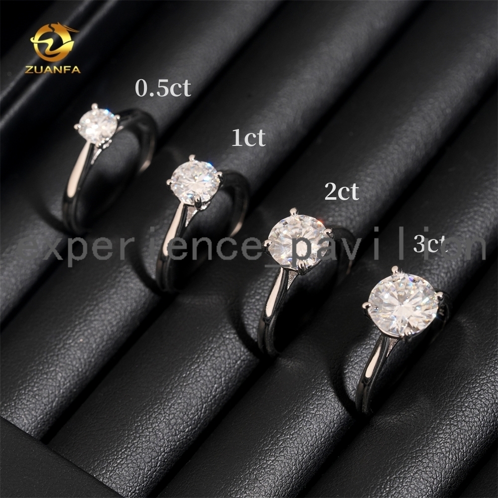 0.5ct 1ct 2ct 3ct Moissanite Diamond Engagement Rings 925 Silver 4 Prong Wedding Ring Pass diamond tester Solitaire women ring