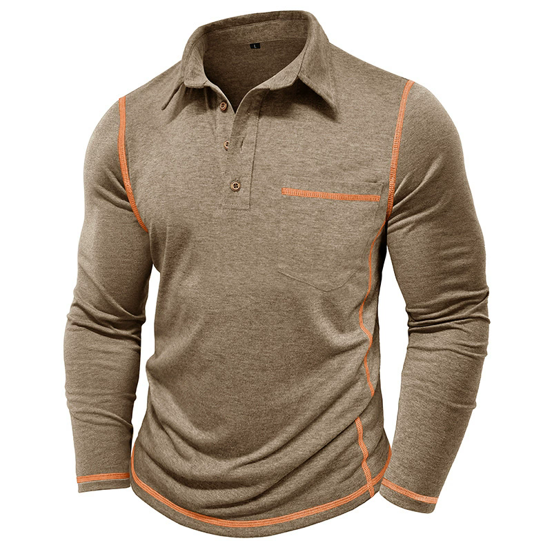 XXXL Men's Casual Polo Shirts Classic Long Sleeve Basic Button T-Shirt Lightweight Cotton Golf Tops with Pocket Tops Tees