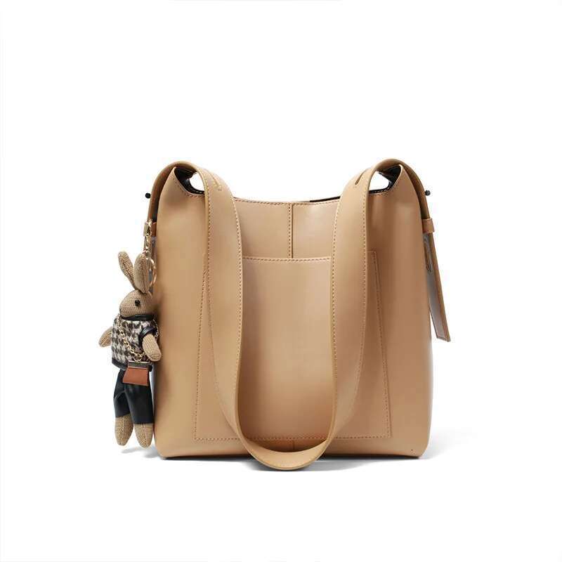Simple Adjustable Cowhide Leather Women's Handbag High Quality Daily Bucket Bag Large Capacity Shoulder Bags