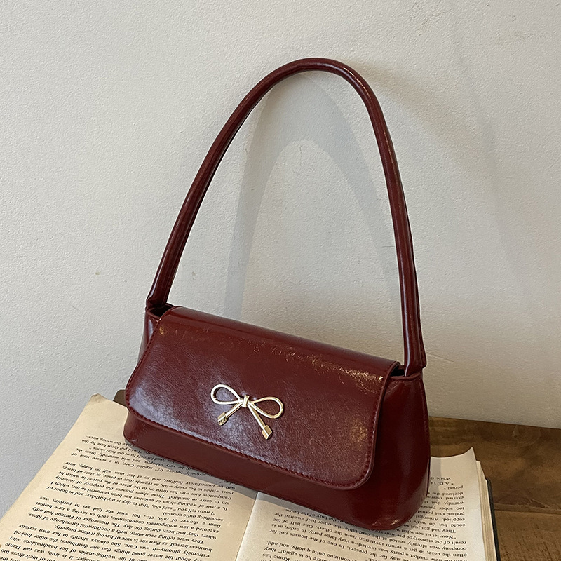 Korean Version Bow Western Style 2025 Spring New Item Solid Color Beautiful New Free Delivery Designer Bag And Fashionable One Luxury Bag Shoulder Cas