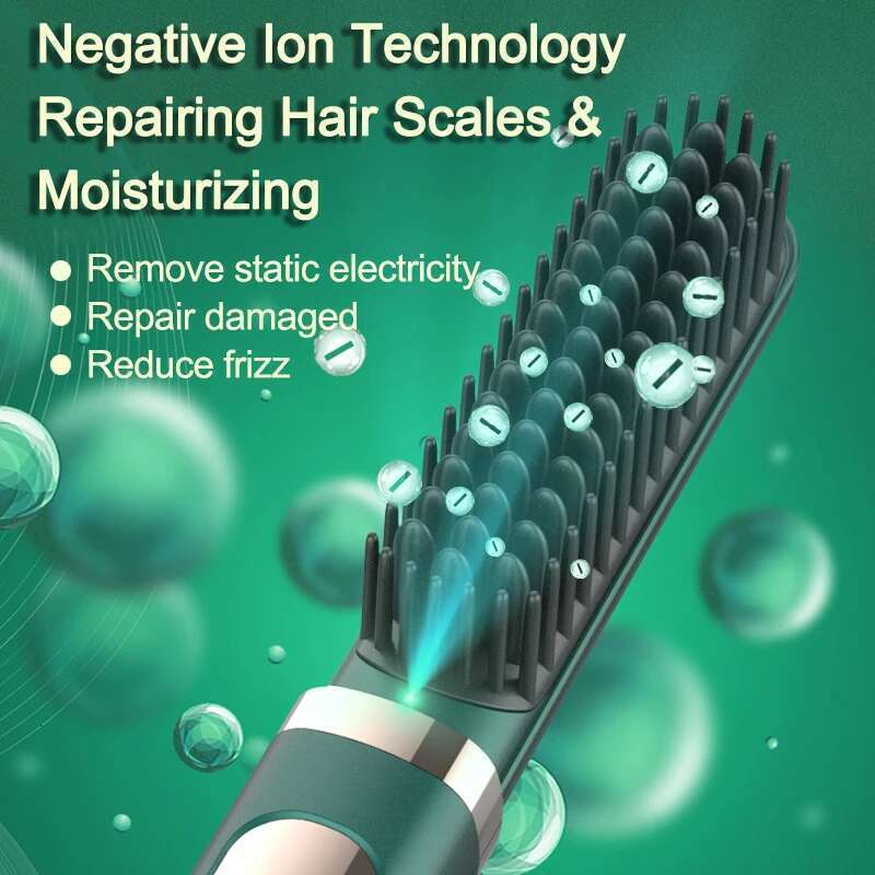 Electric Straighten Brush Fast Heating Ceramic Hair Professional Curler Straightener Comb Styler