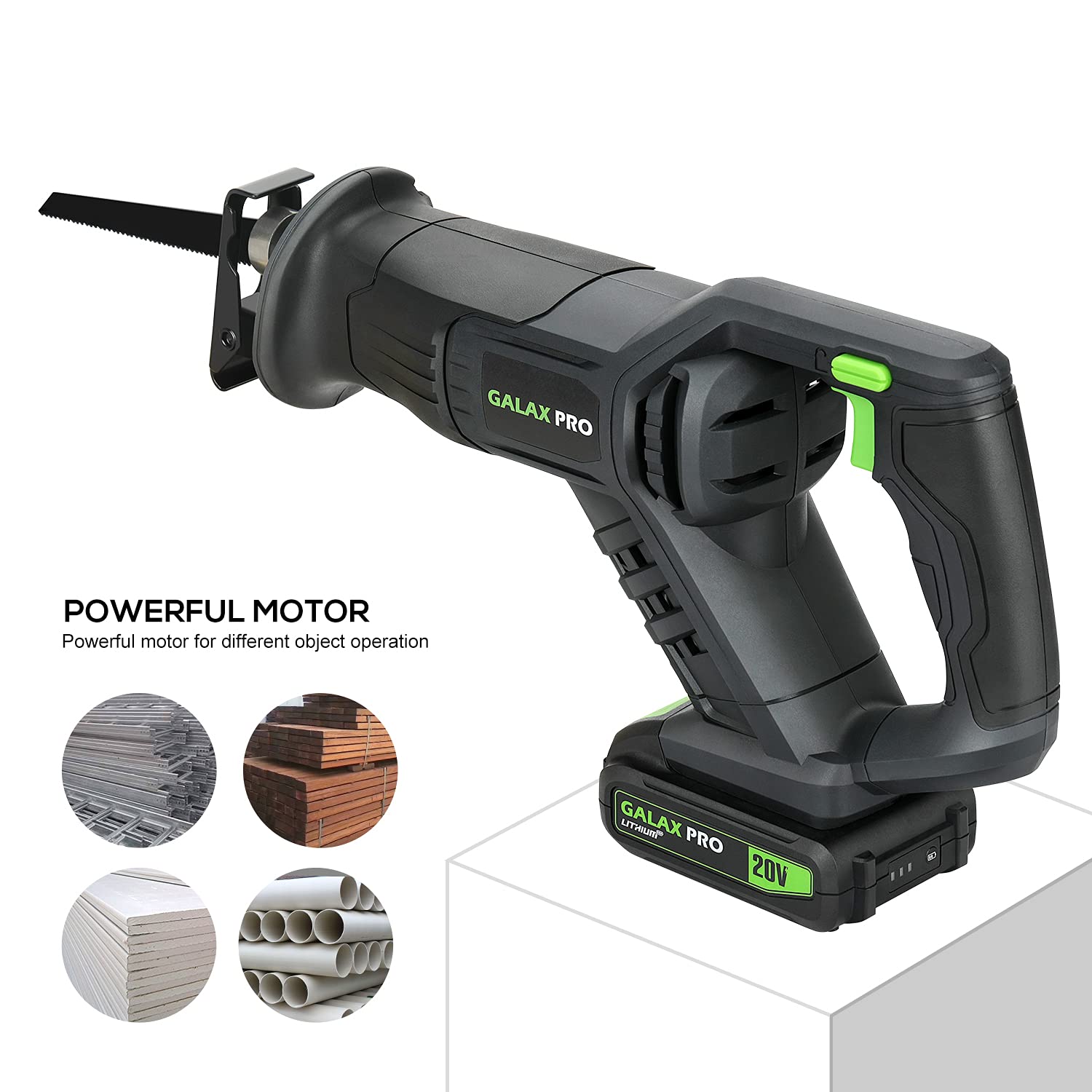 GALAX PRO 20V System Battery Reciprocating Saws with Battery and Charger Stroke Length 22 mm Battery Saw for Cutting Wood Plastic