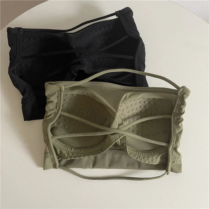 Seamless Tube Top Ice Silk Sexy Wrap Chest For Women Push Up Bras Strapless Underwear Solid Color Bralette Lingerie 250515