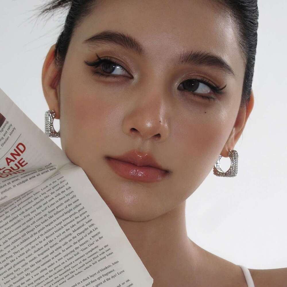Boonee alus temperament square exquisite hollow ring buckle women's niche unique light high-end feeling earrings