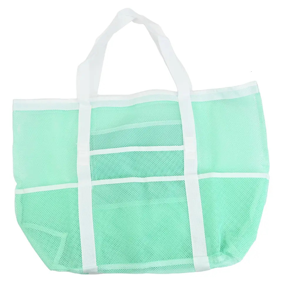 1 Pc Beach Tote Bag Mesh Hollow Foldable Bathroom Storage Bag With Mini Pocket For Swimming Beach HandBag Accessories 250515