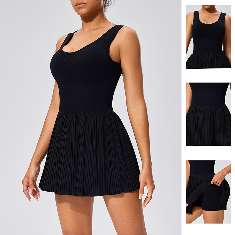 Elites conjoined tennis dress sets women yoga gym skirt outdoor sports breathable breathable anti exposure golf skirts size s-l