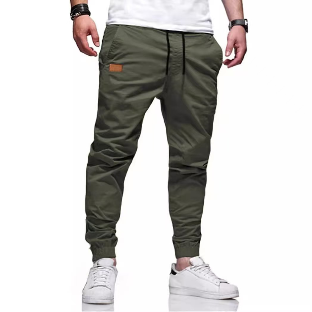 Men's Cotton Straight Utility Drawstring Cuffed Pants.