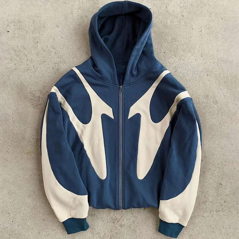 American Retro Letter Printed Devil Pattern Hoodie Y2k Haruku Casual Couple Zipper Hoodies Sweatshirt Fashion Street Clothing Designer