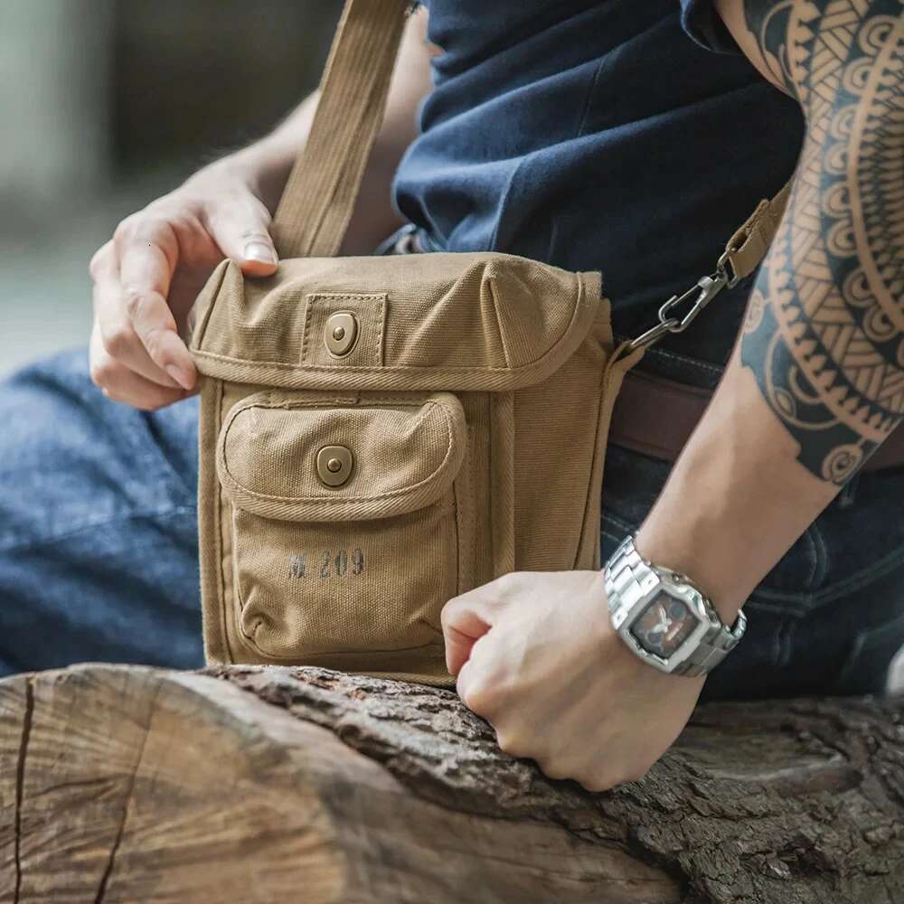Maden Vintage M209 Tactical Cipher hine Outdoor Canvas Shoulder Crossbody Tote Bag Magnetic Buckle Square Waist Packs