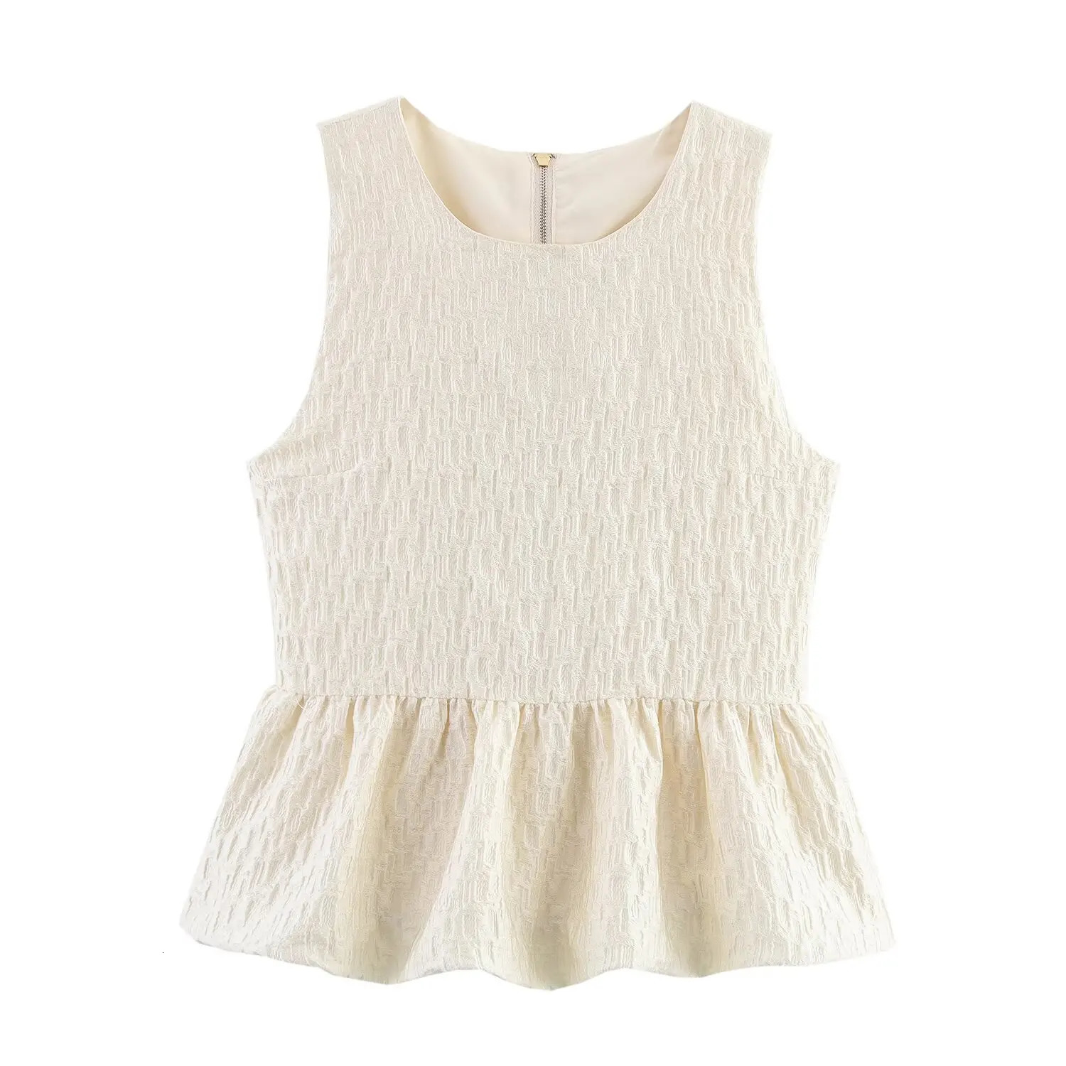 UNIZERA womens embossed short skirt style hem top Midi solid color half temperament summer 250515