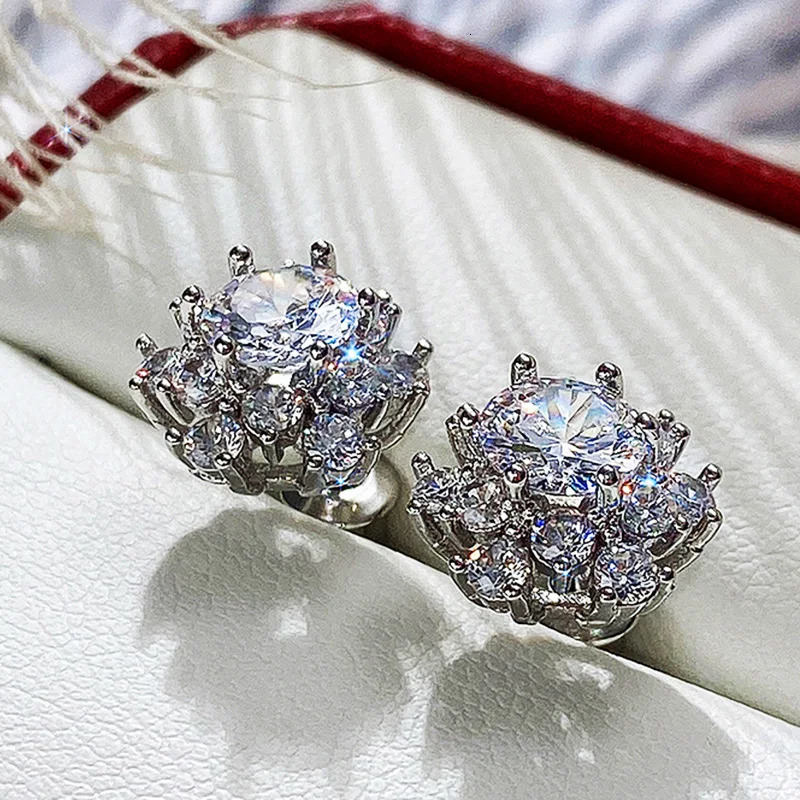 Huitan Cute Flower Stud Earrings with Crystal Cubic Zirconia Delicate Daily Wearable Accessories for Women Party Fashion Jewelry 250515