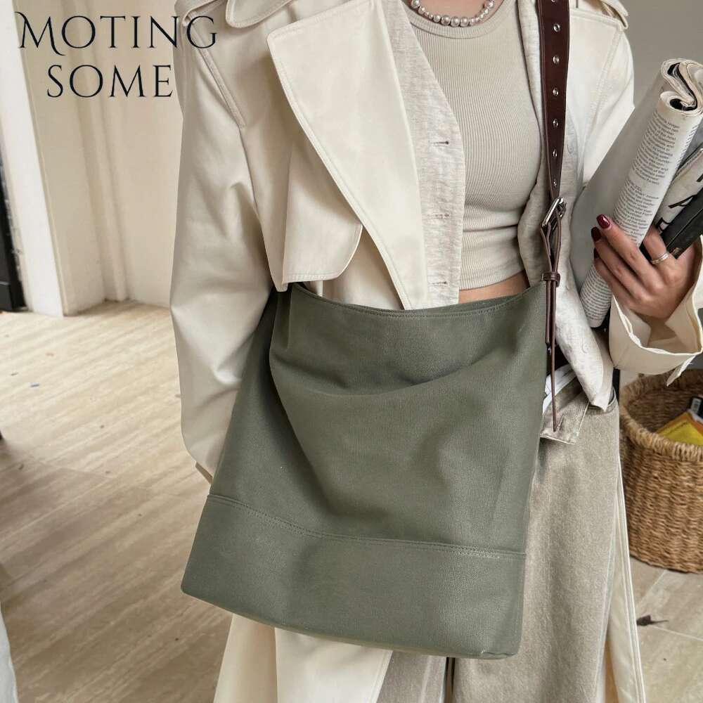 Motingsome Spring Series High Quality Canvas Tote Bag Retro Design Shoulder Handbag Large Capacity Casual Daily Bucket 2025 New