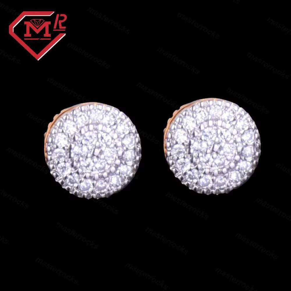 Pure sier round VVS Moissanite chilled men's hip-hop earrings