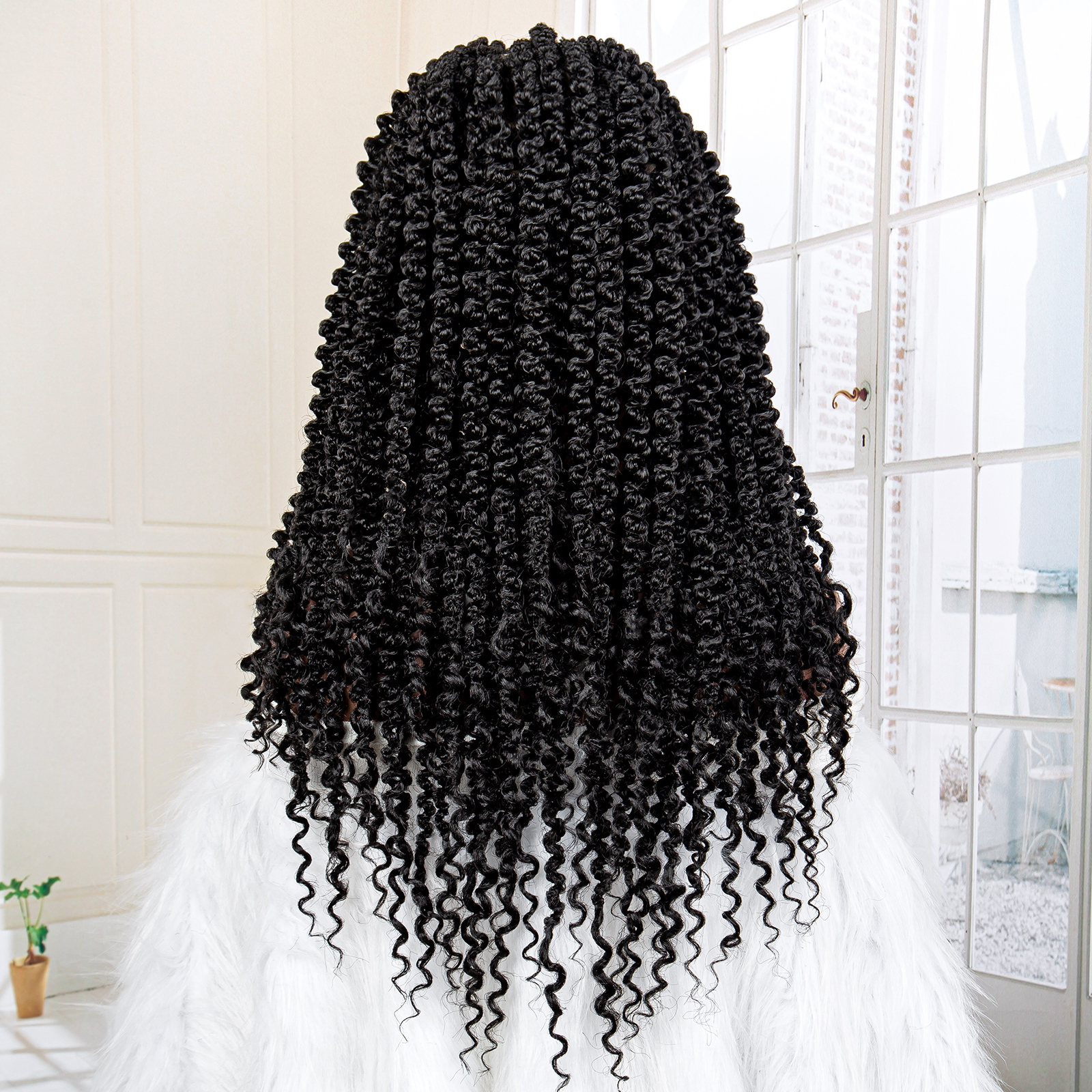18 Inch Twist Braided Wigs Synthetic Full Lace Braided Lace Wigs Knotless Box Braided Wigs with Baby Hair for Black Women
