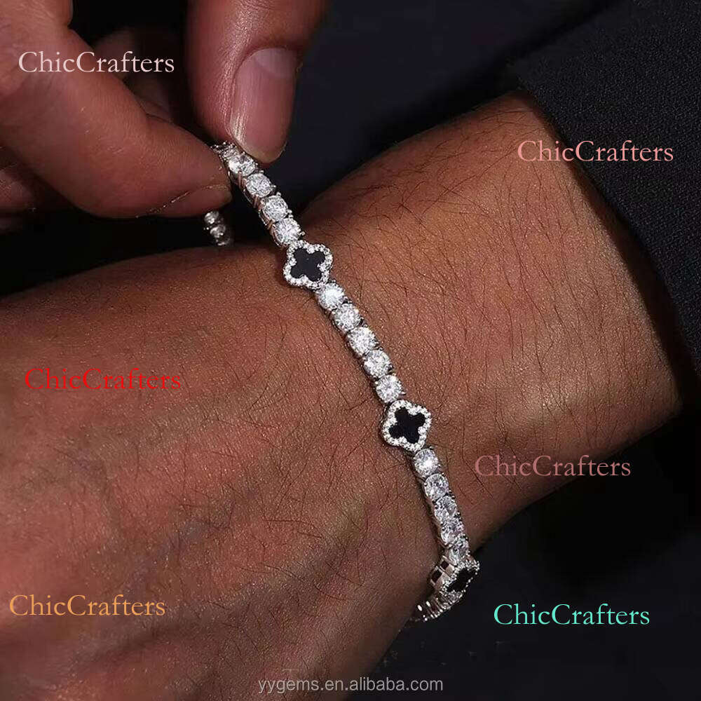 Wholesale Price Clover S Sier Gold Plated Pass Dia Tester VVS Moissanite Cuban Bracelet with GRA Certificate