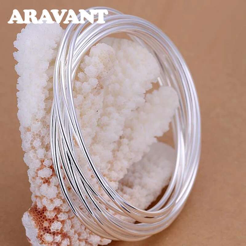 Aravant 2024 New Sier 10 Circle Triple Ring Bangle For Men Women Fashion Jewelry