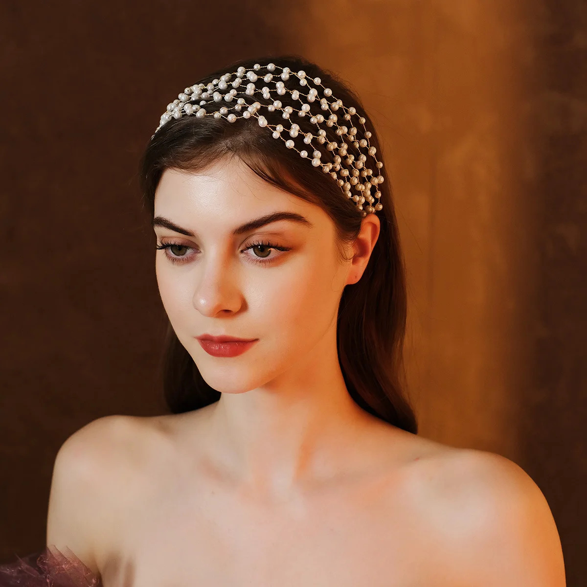 Delicate Pearl Hair Net for Women Handmade Hair Band Headband Girls Jewelry Accessories Wedding Birthday Queen Tiara 250509