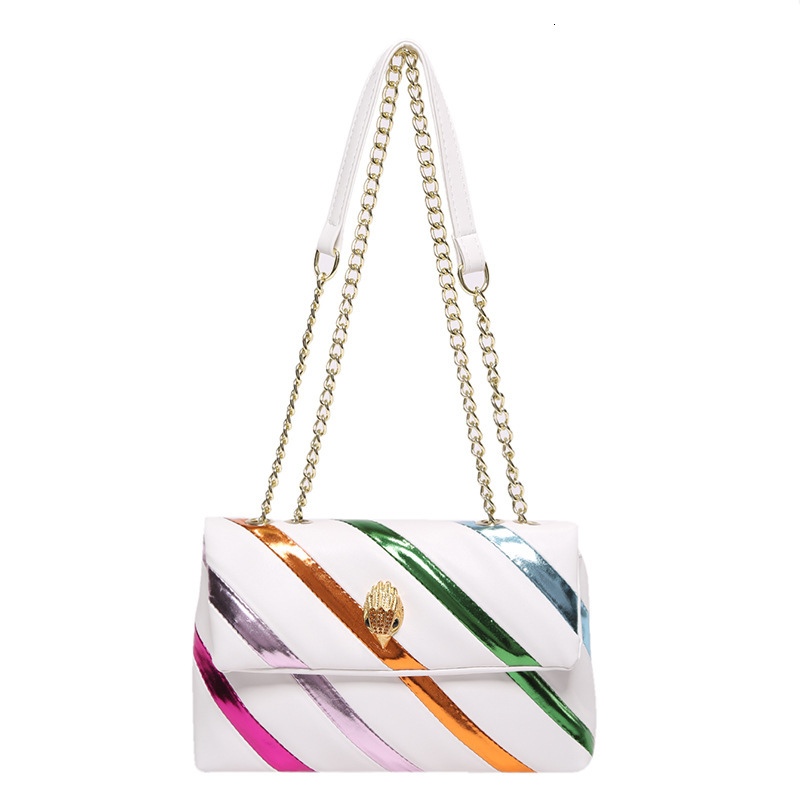 Top brand high-quality new free designer bag for summer new women's spliced color bar chain shoulder crossbody bag