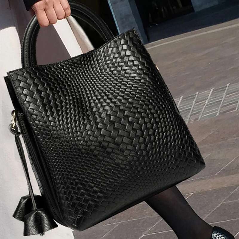 Aidrani New women's handbag, large capacity woven texture bucket bag, multiple colors