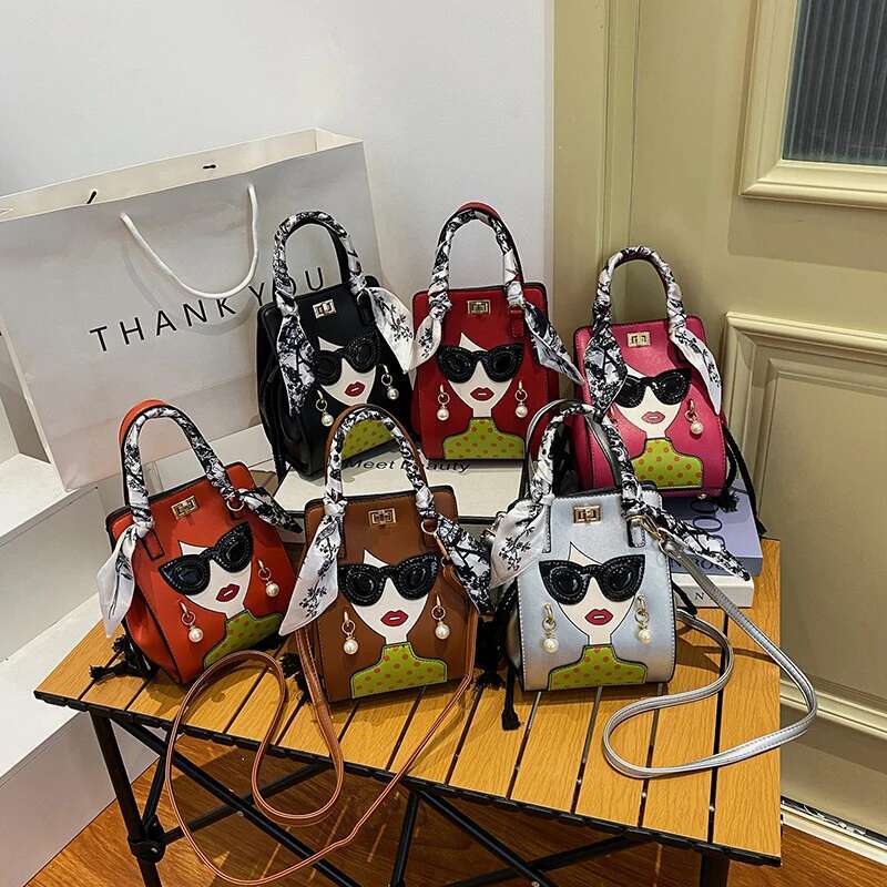 2023 Brand Hand Bags for Women High Quality PU Shoulder Fashion Glasses Beauty Crossbody Bag Cute Purses and Handbags