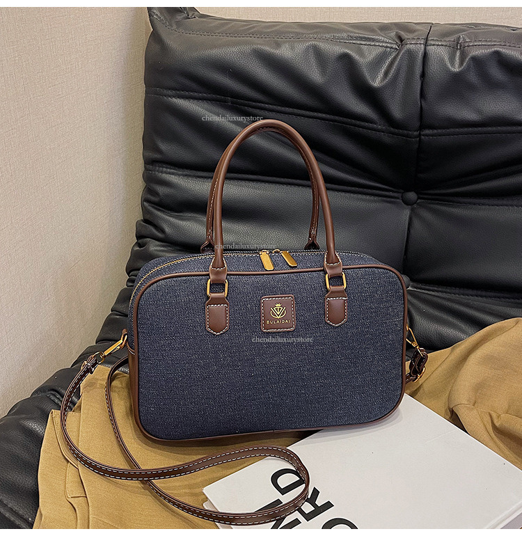 2025 Women's Premium Shoulder Bag Free Shipping Designer Bag Bridal Cowboy Splicing Comparison Crossbody Bag Phone Key Storage Small Square Bag S