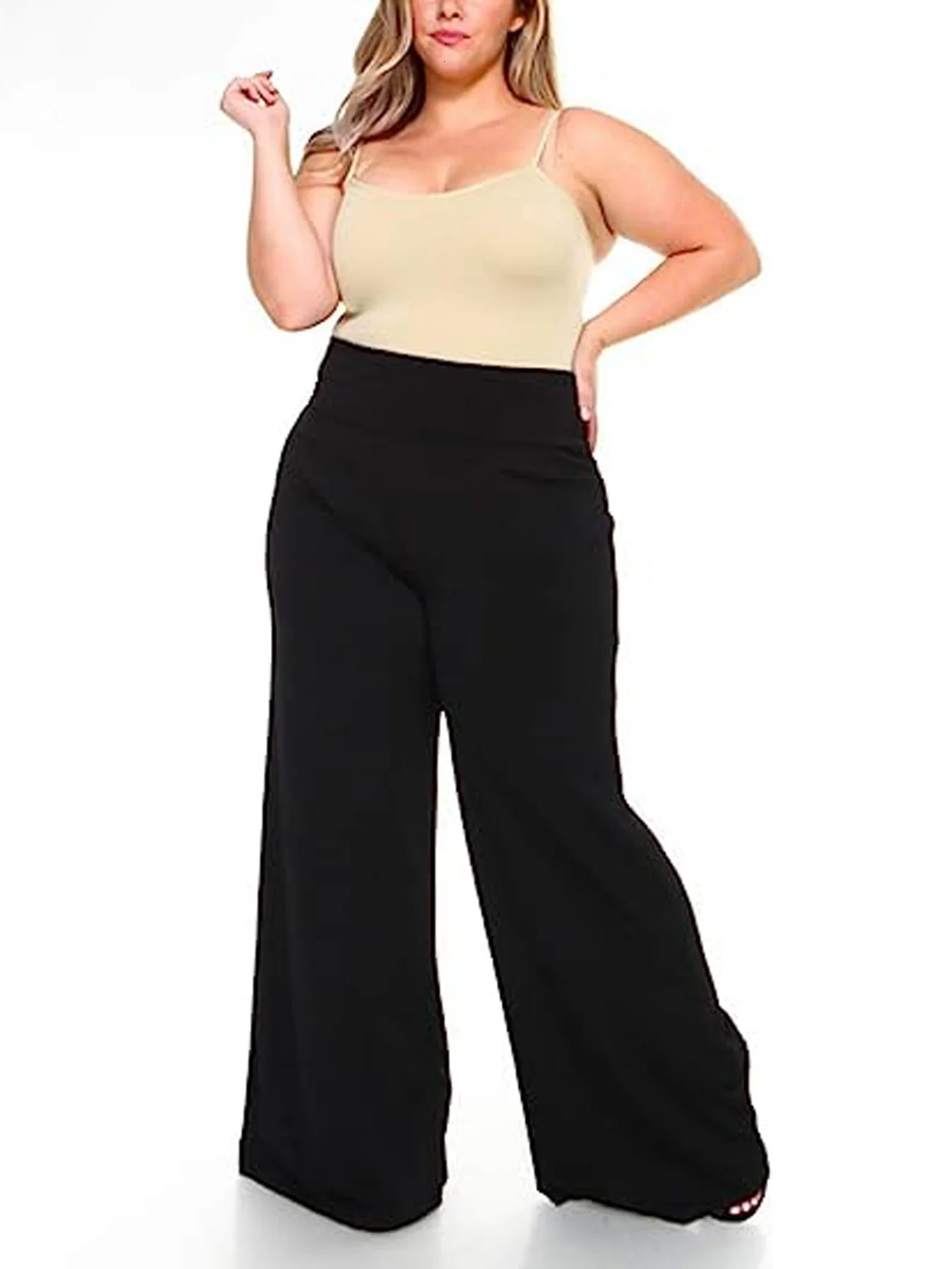 plus-size womens wear elegant loose style elastic fabric casual pants 250515
