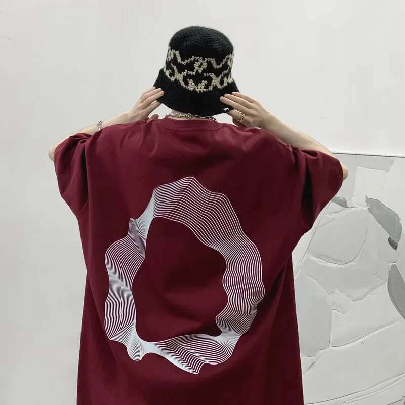 Summer Men Irregular Printed Short Sleeve T-shirt Loose Oversized T Shirt Fashion Round Neck Cotton Tees Y2k Tops