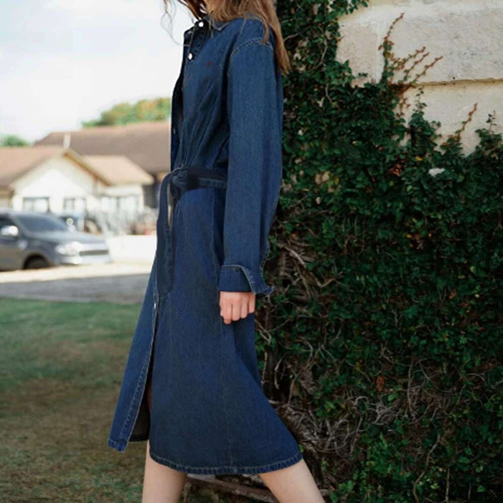 CHCH Women's Shirt 2025 New Denim Long Skirt A-Line Belt Looks Thin